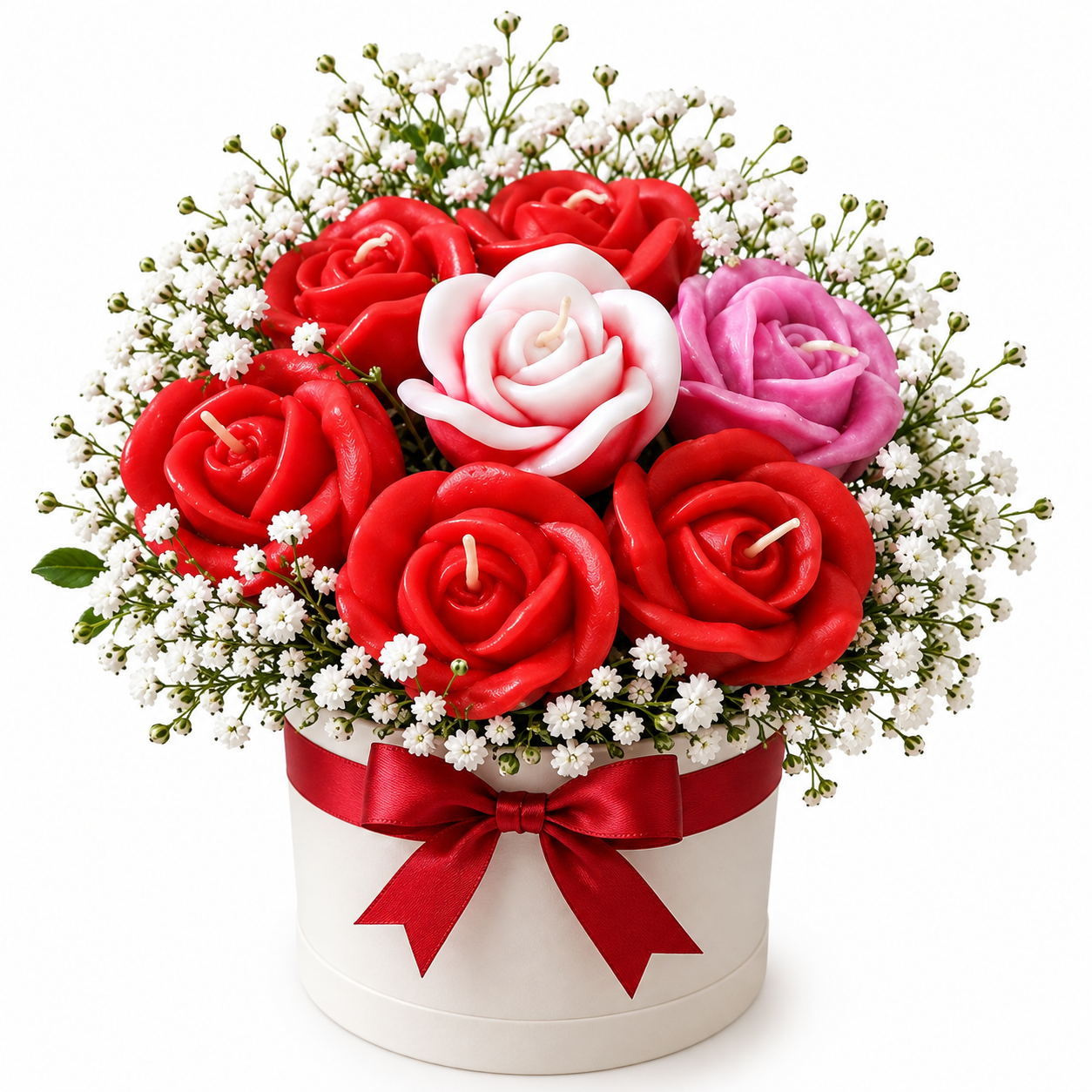 شمع دست ساز دسته گل رز